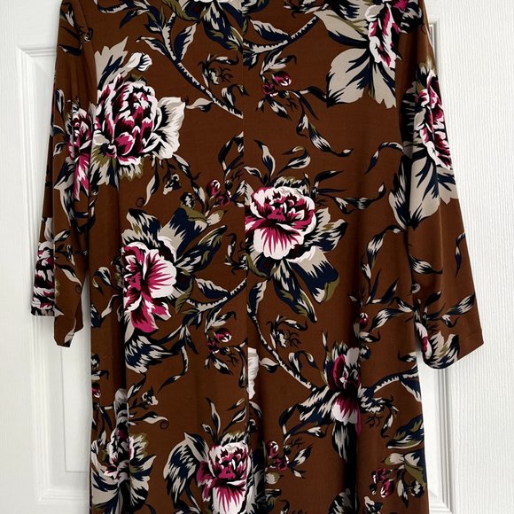 Kim & Co, brown tunic top, 3/4 sleeves size L - Picture 2 of 4
